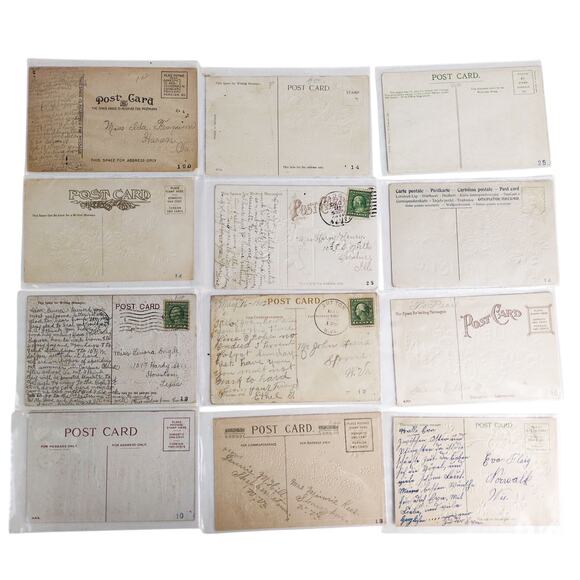 Lot 12 Antique Early 1900s Luck Friendship Cousin Floral Greeting Card Postcards - Picture 2 of 4